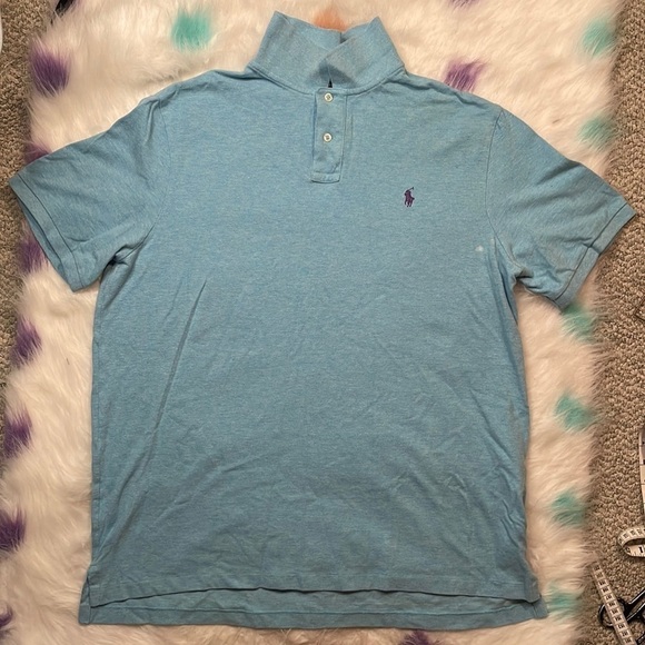 POLO Ralph Lauren Light Blue Classic Fit Short Sleeve Polo T Shirt Size XL - Picture 1 of 7